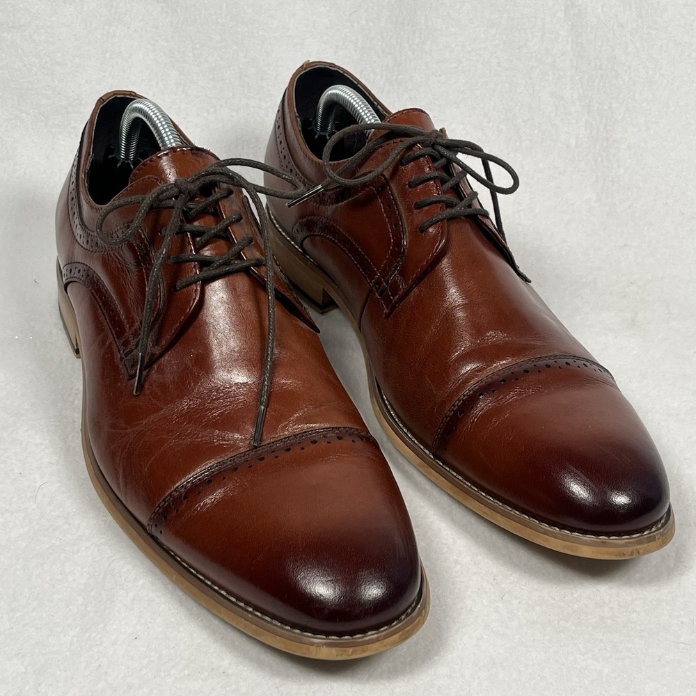 Stacy Adams Men's Size 11M Dickenson Cap Toe Cognac Brown Lace Up Dress Shoe